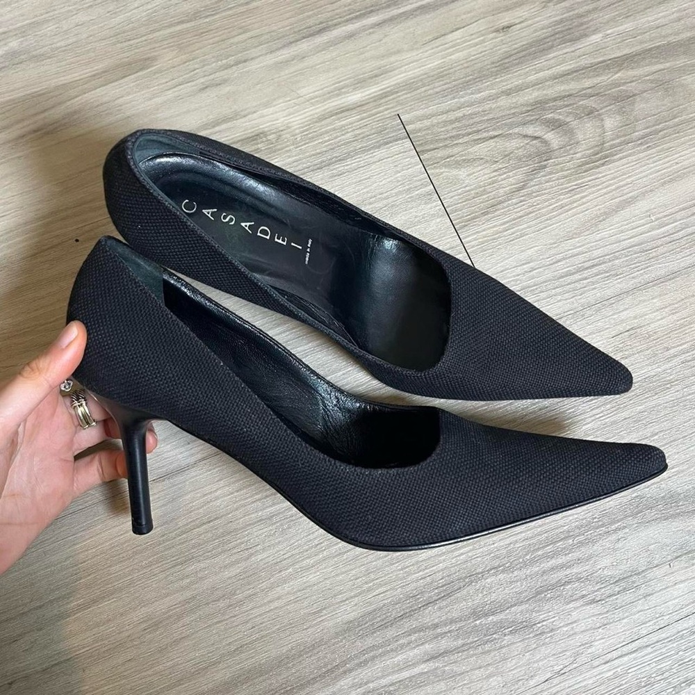 Casadei black pointe toe heels
